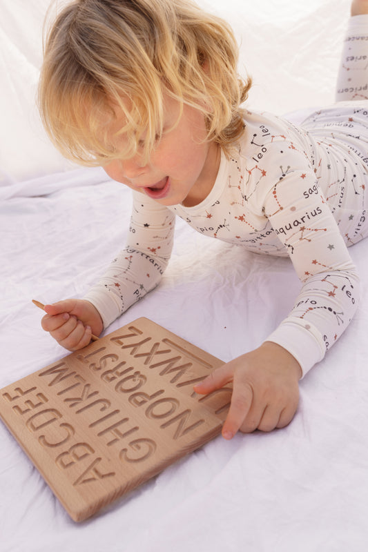 Walnut ABC tracing board