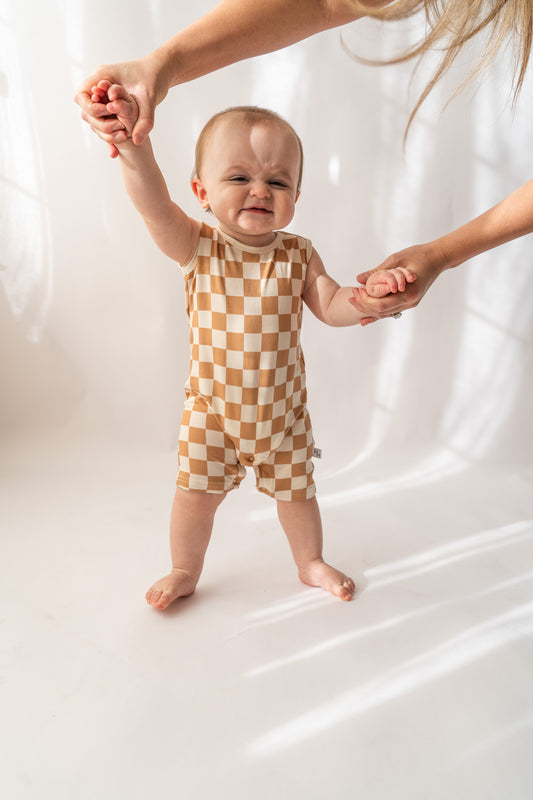 Check Shorty Tank Romper