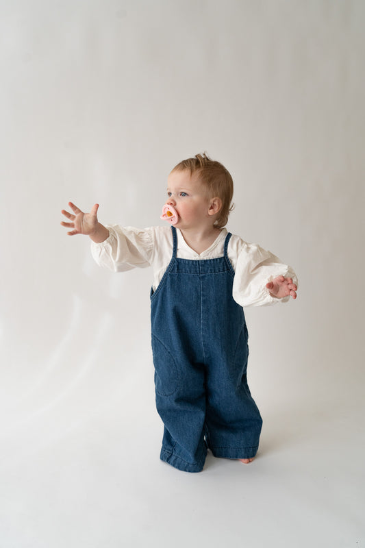 Wide Leg Denim Overalls