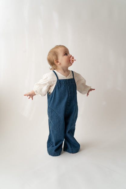 Wide Leg Denim Overalls