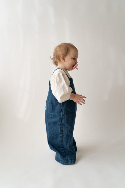 Wide Leg Denim Overalls