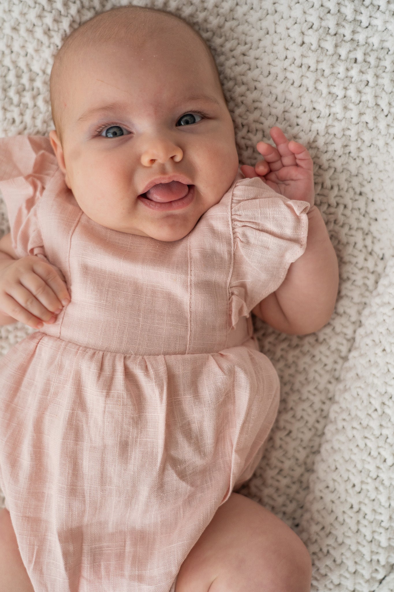 Pink Ruffle Linen Bubble Romper