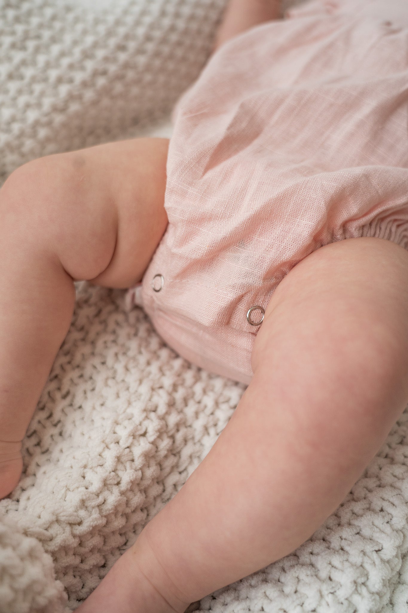 Pink Ruffle Linen Bubble Romper