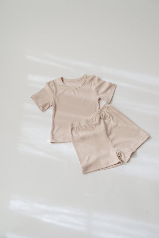 Cream 2 Piece Ribbed Day Set