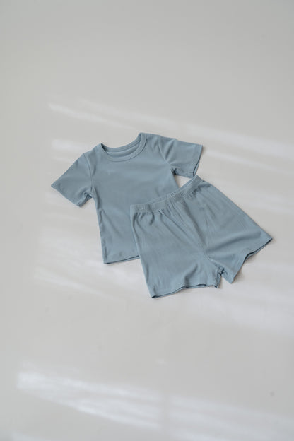 Blue 2 Piece Ribbed Day Set