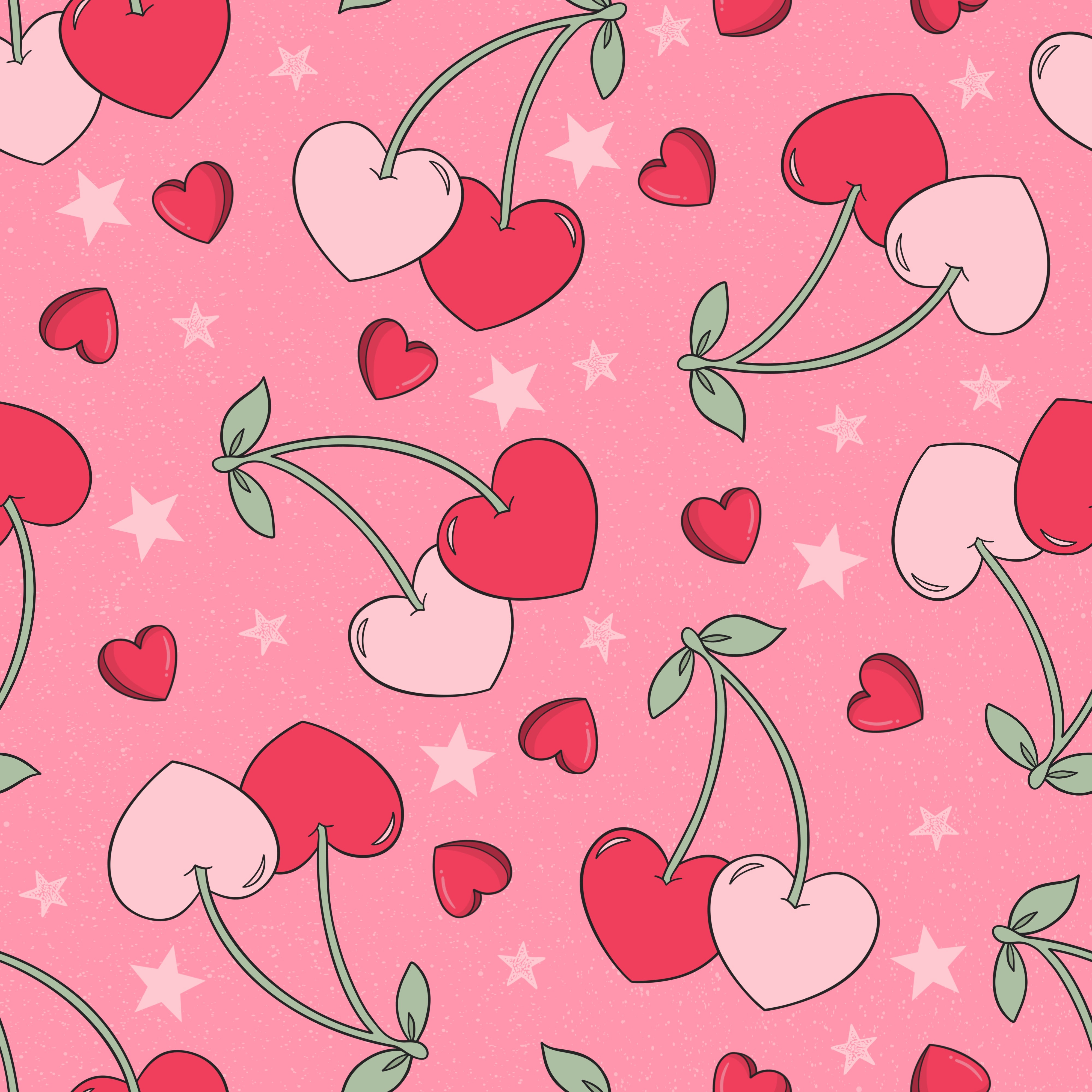 Print Swatch - Cherry Hearts