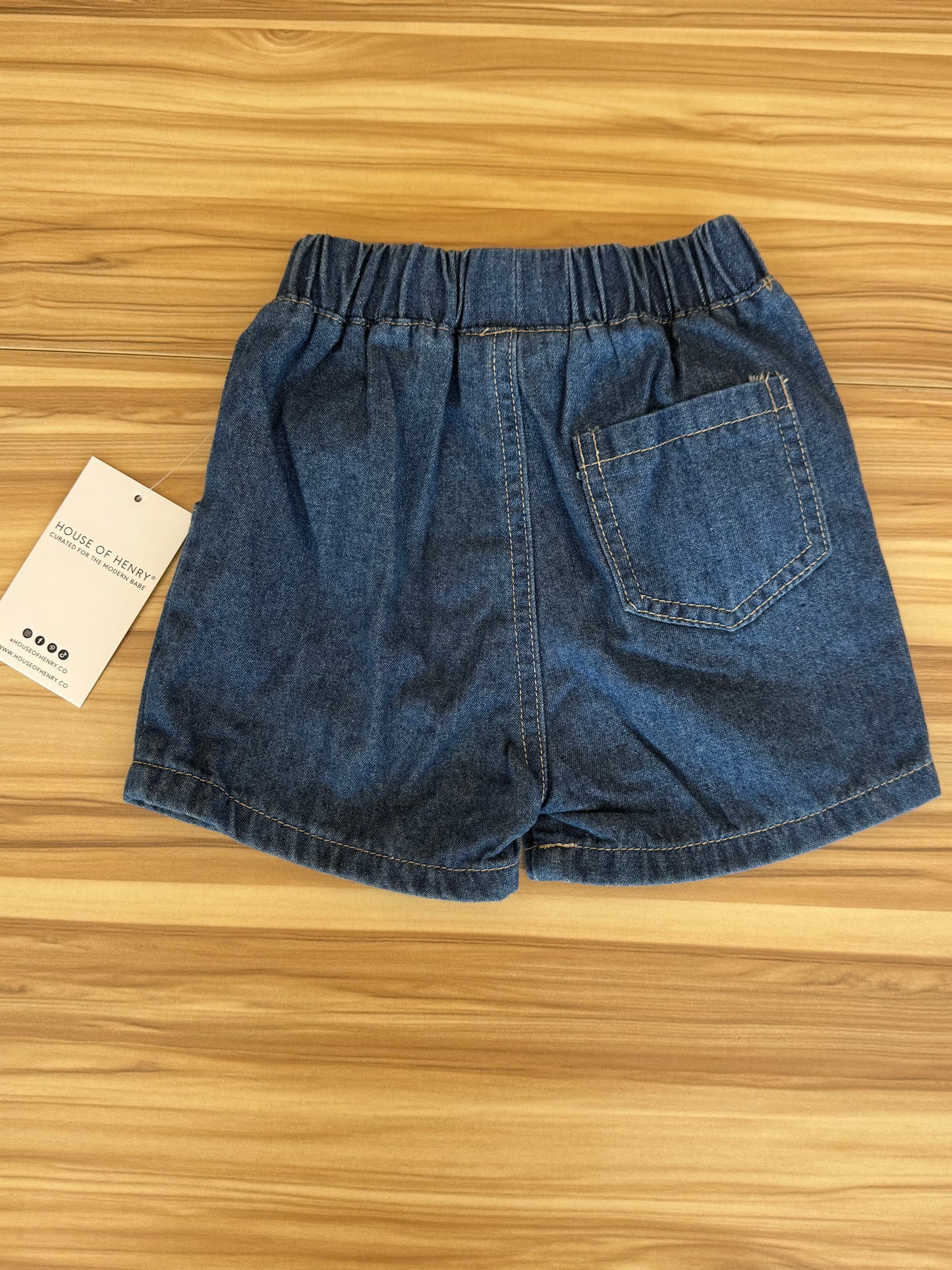 Dark wash denim short
