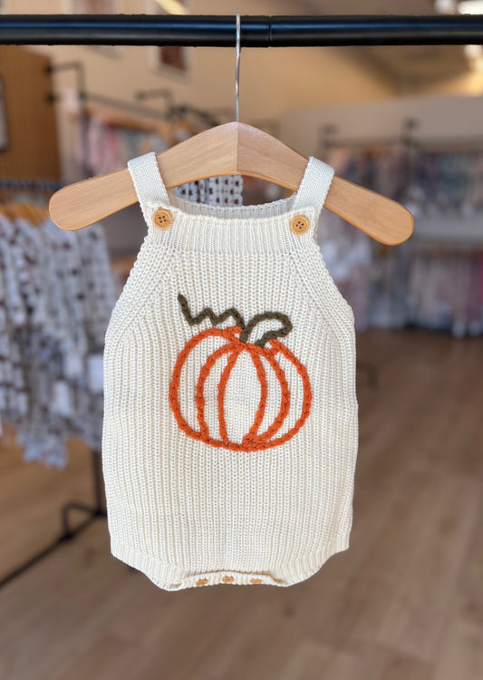 Knit Pumpkin Bubble Romper