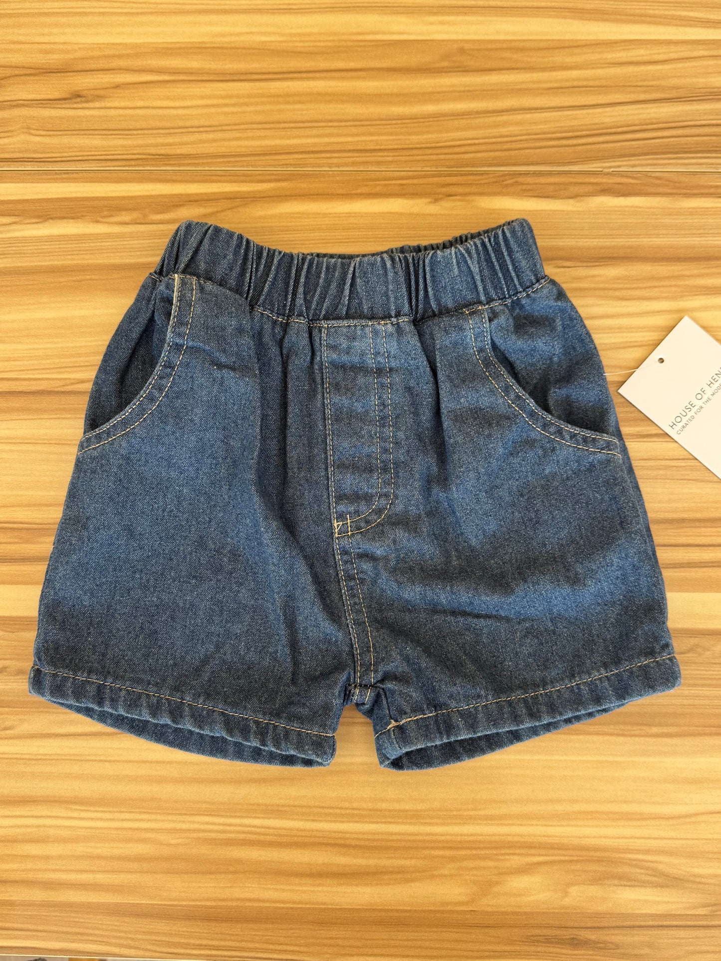 Dark wash denim short