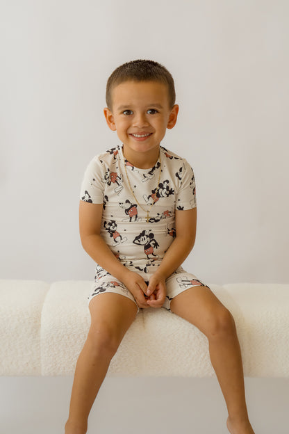 Steamboat Willie Boy's 2 piece shorty PJ's