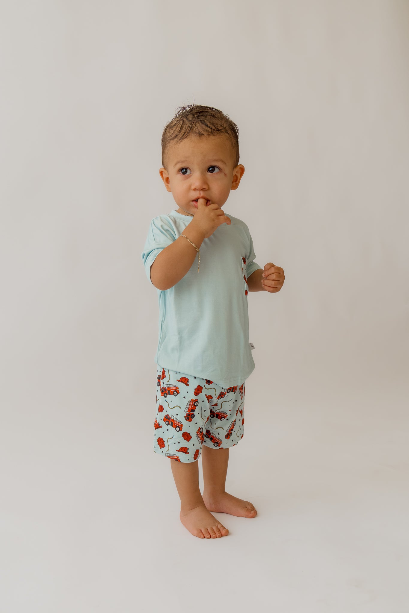 Blue Fire Trucks Boy's Casual Set