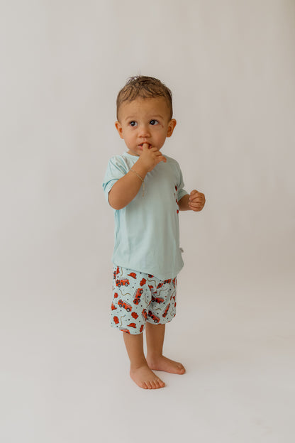 Blue Fire Trucks Boy's Casual Set