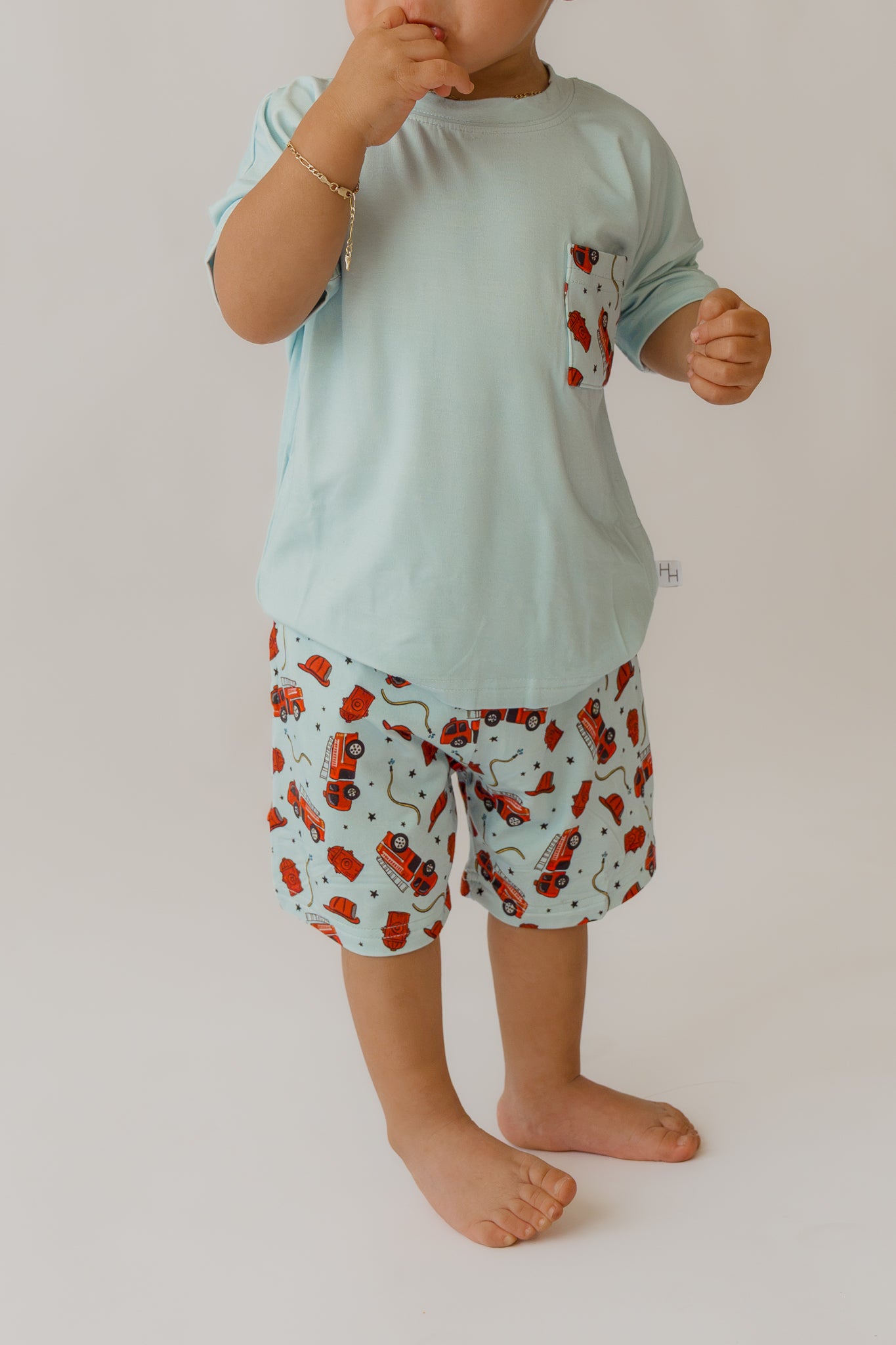 Blue Fire Trucks Boy's Casual Set
