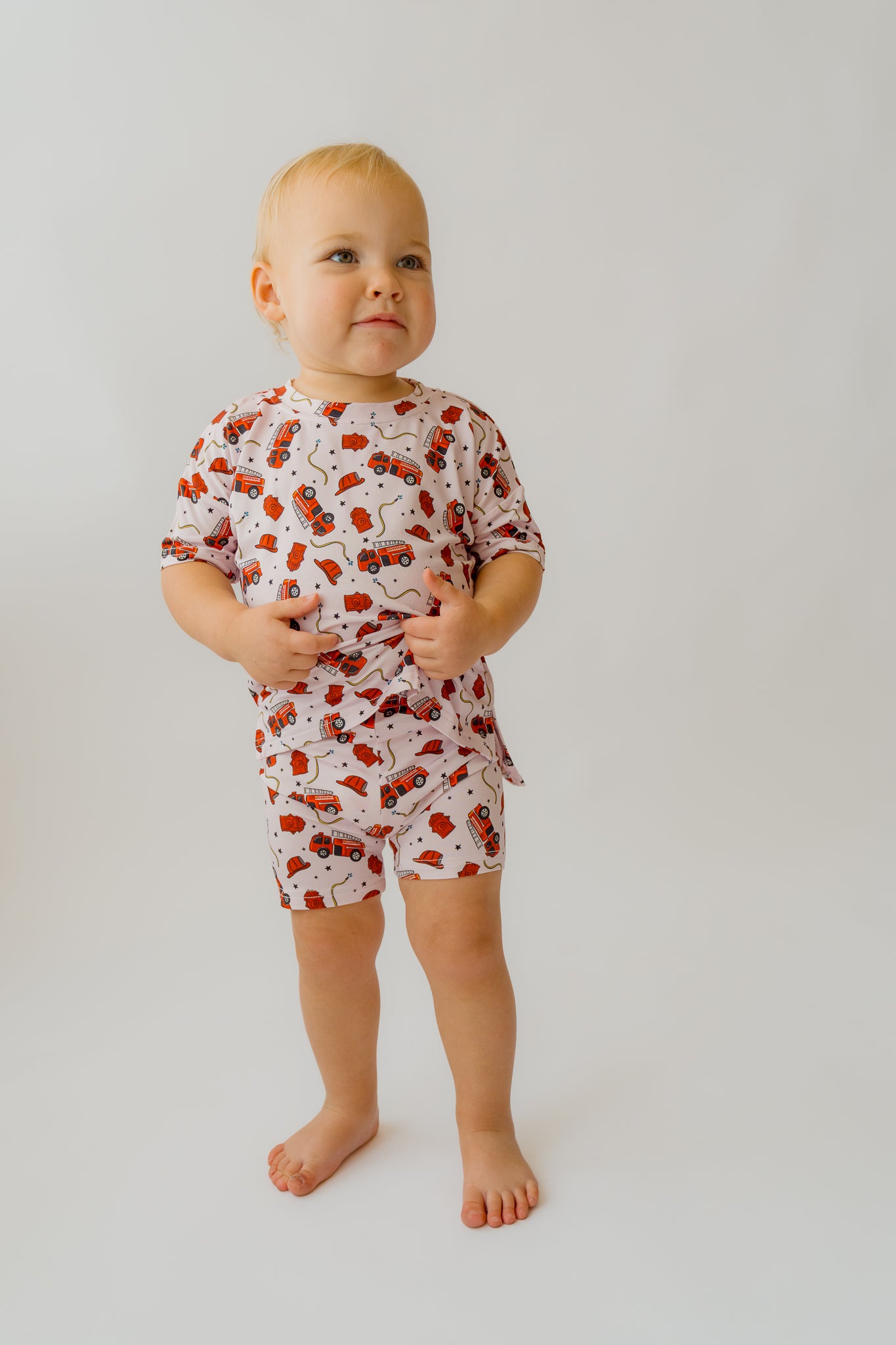 Pink Fire Truck Girl's Casual Day Set