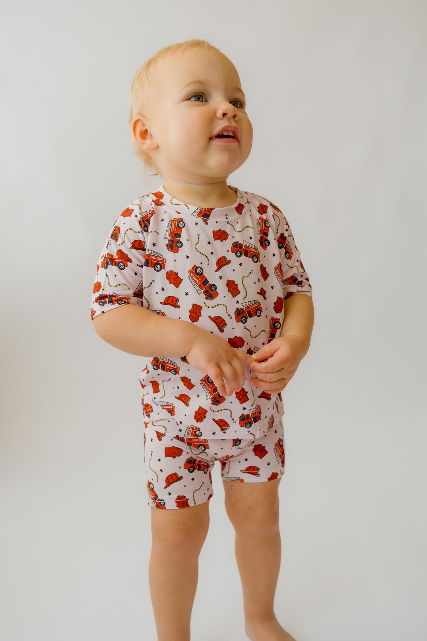 Pink Fire Truck Girl's Casual Day Set