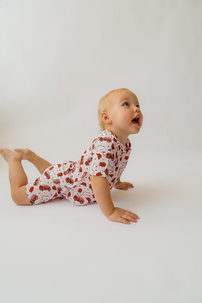 Pink Fire Truck Girl's Casual Day Set