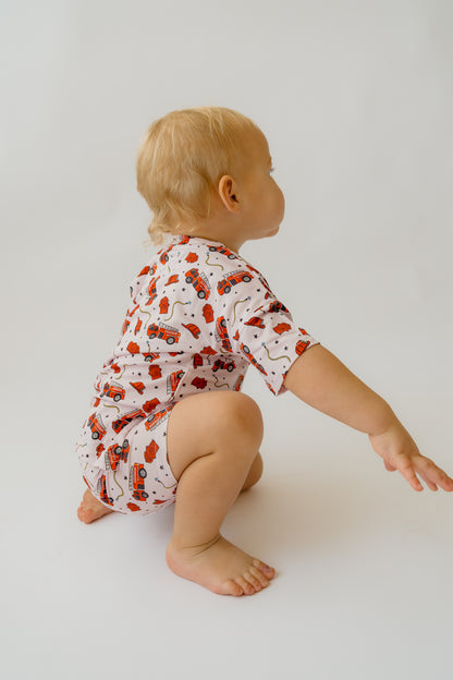 Pink Fire Truck Girl's Casual Day Set