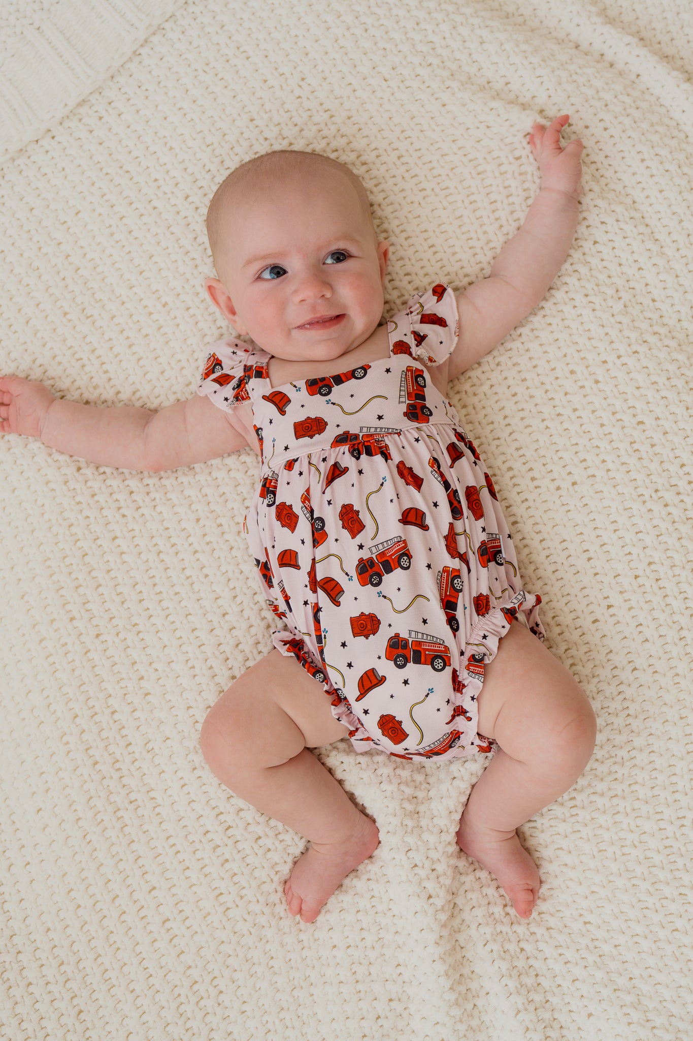 Pink Fire Truck Bubble Romper