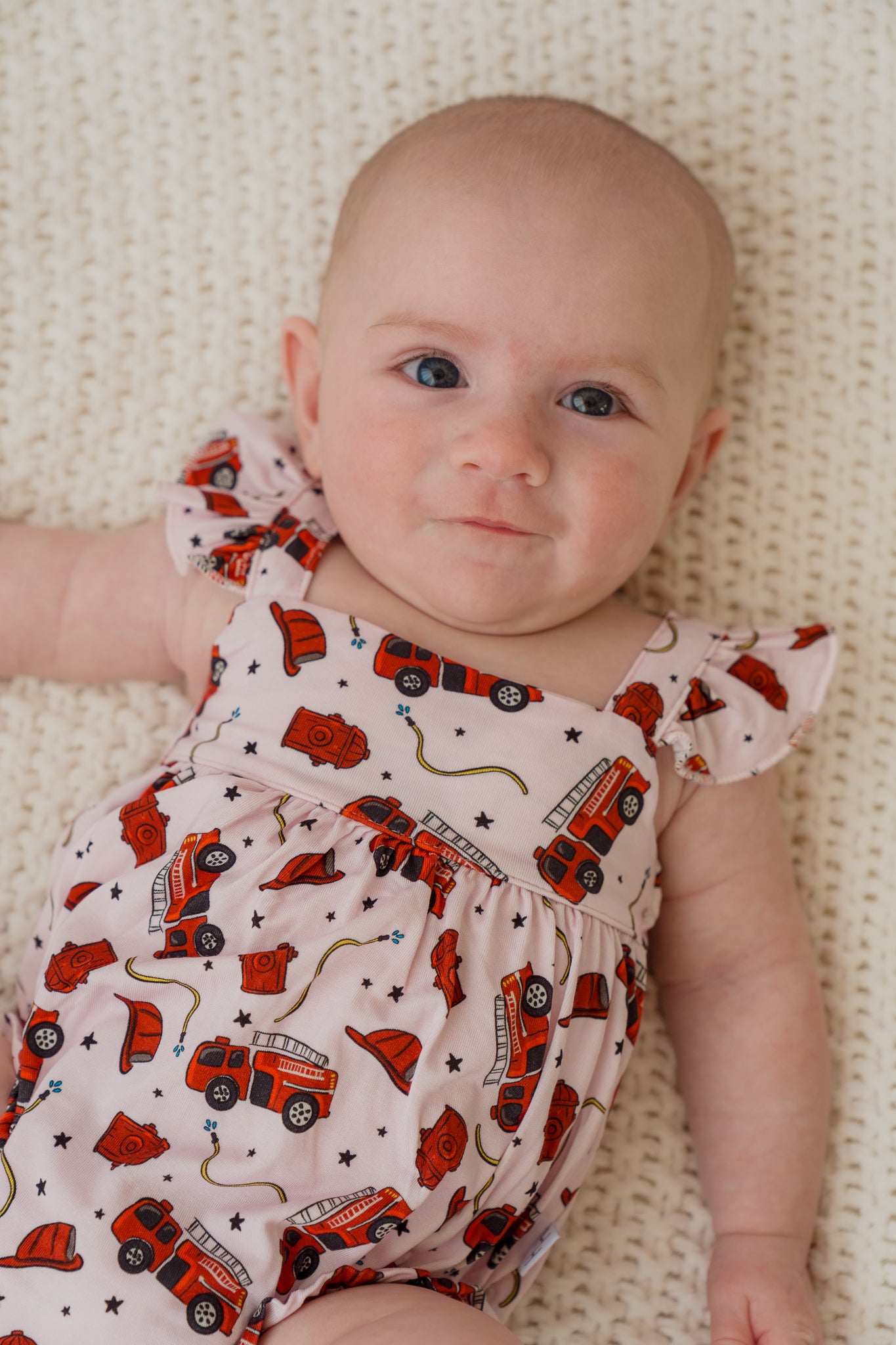 Pink Fire Truck Bubble Romper