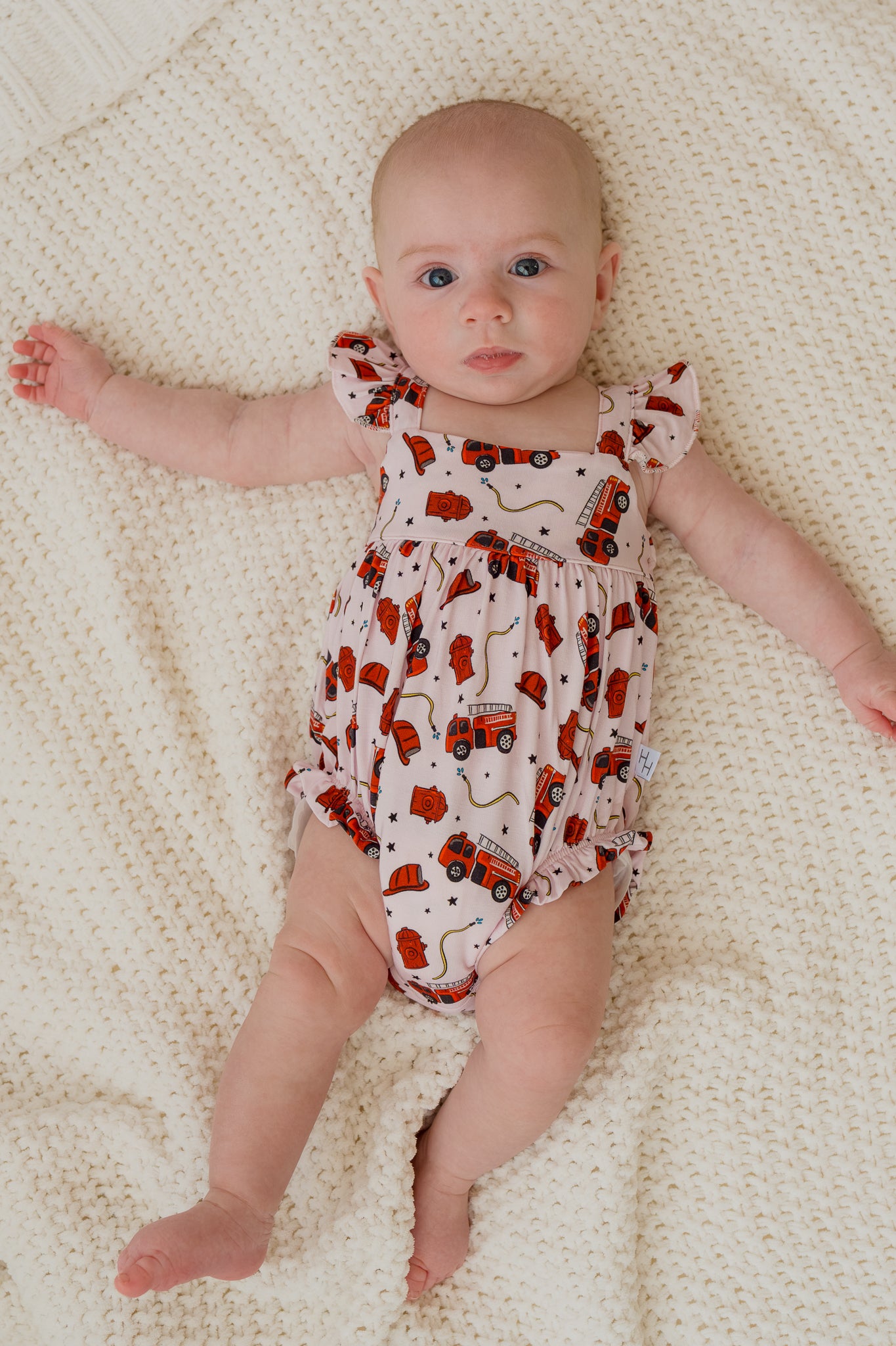 Pink Fire Truck Bubble Romper