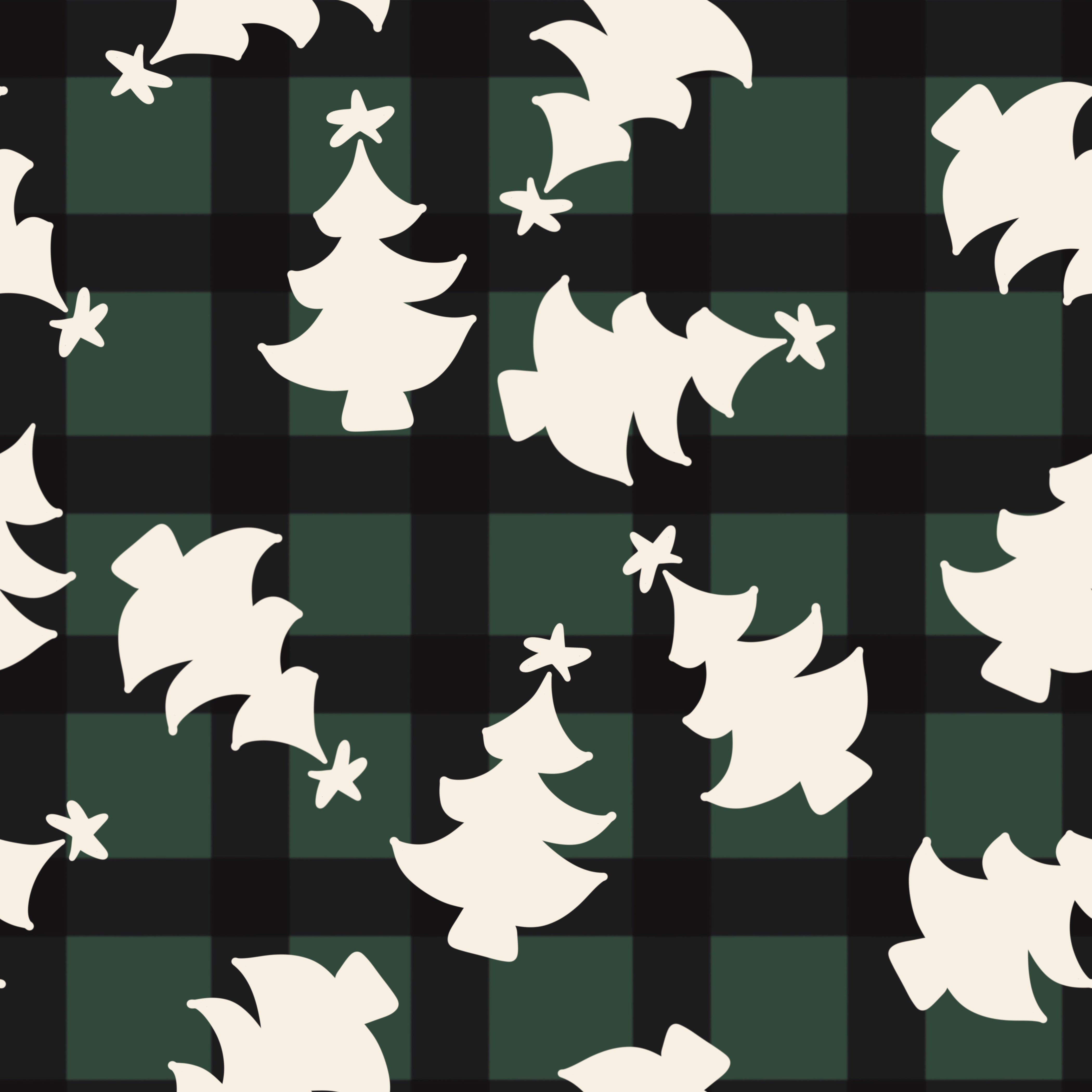 Print Swatch - Holiday Plaid Trees