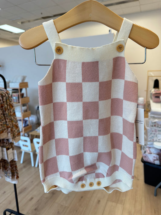Pink Check Bubble Romper