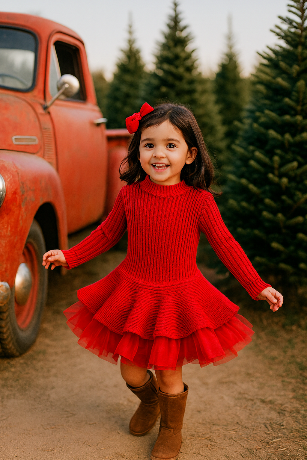 Red Knit Sweater & Tulle Dress