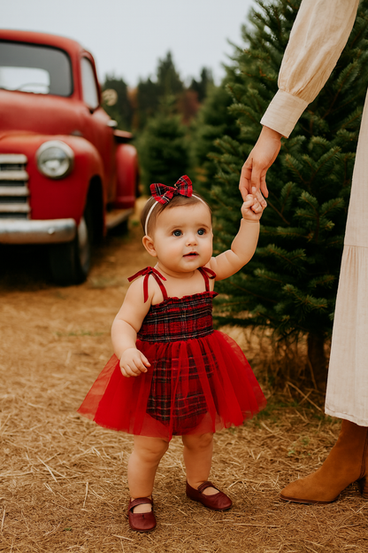 Plaid Tulle Dress Romper
