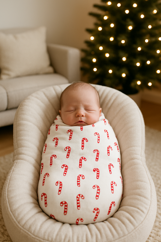 Organic Pointelle Swaddle - Candy Cane