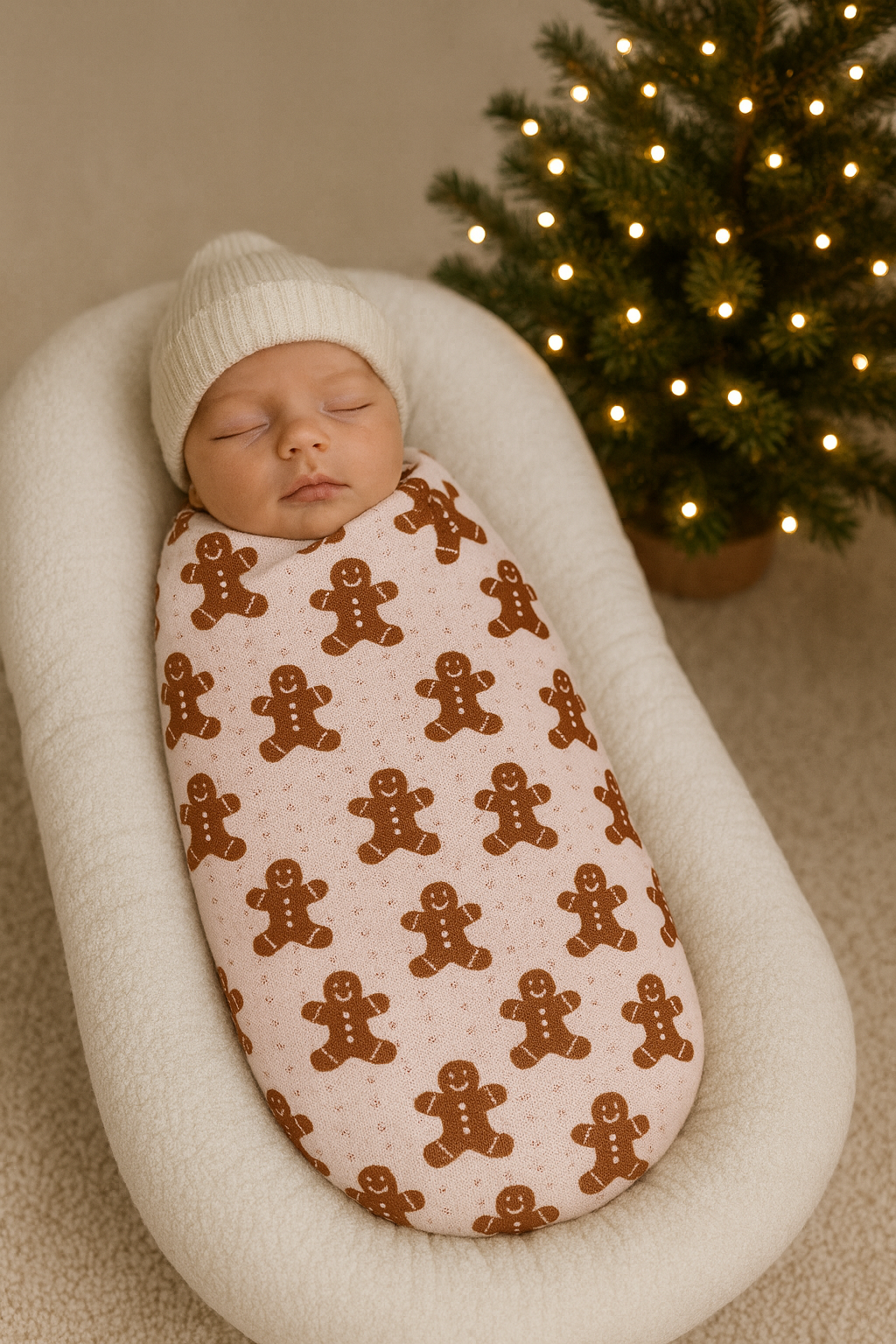 Organic Pointelle Blush Gingerbread Swaddle