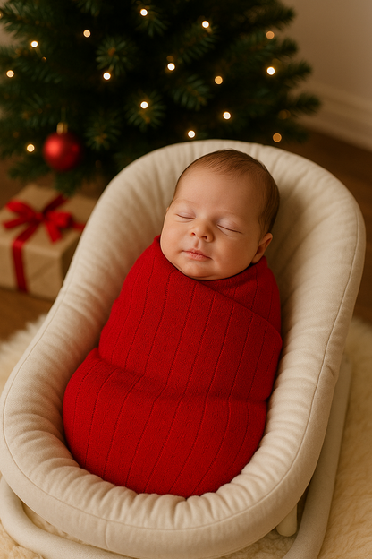 Organic Pointelle Swaddle - Red