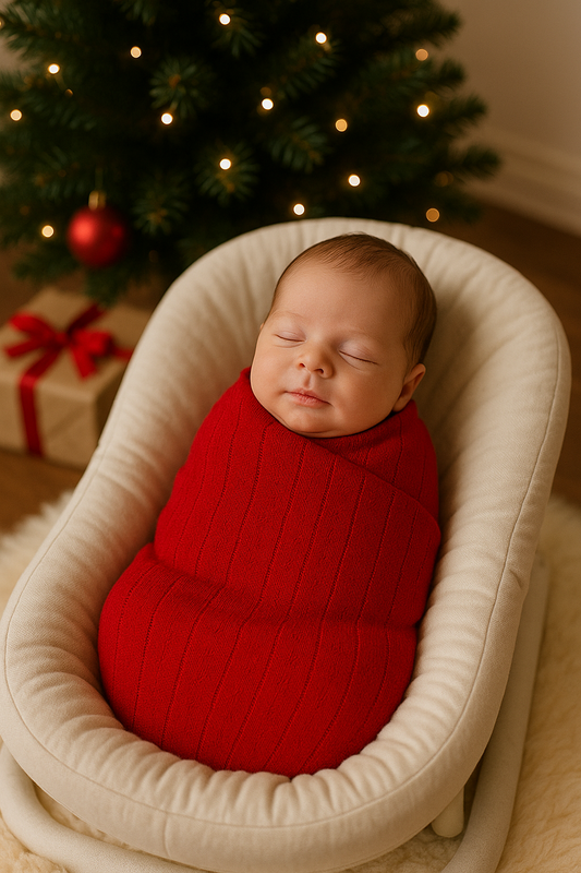 Organic Pointelle Swaddle - Red