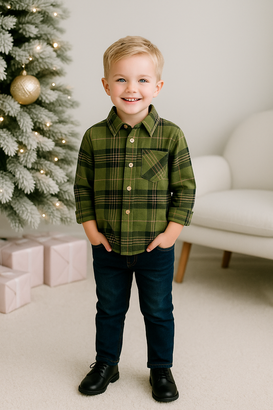 Green Plaid Button Up