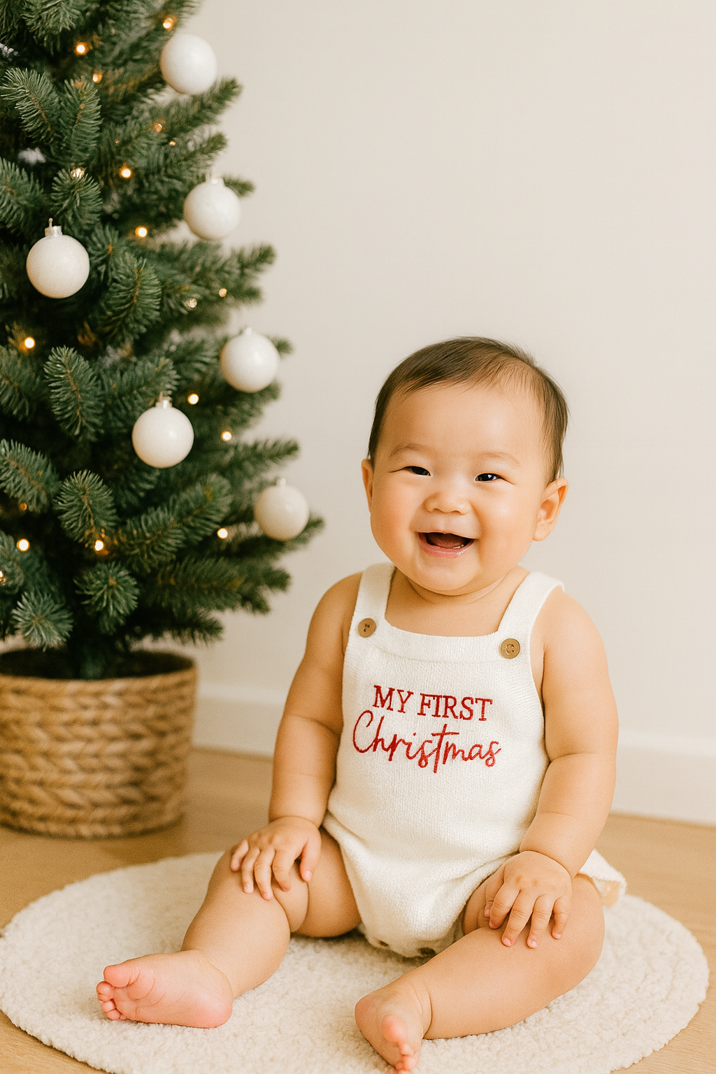 My First Christmas Knit Bubble Romper