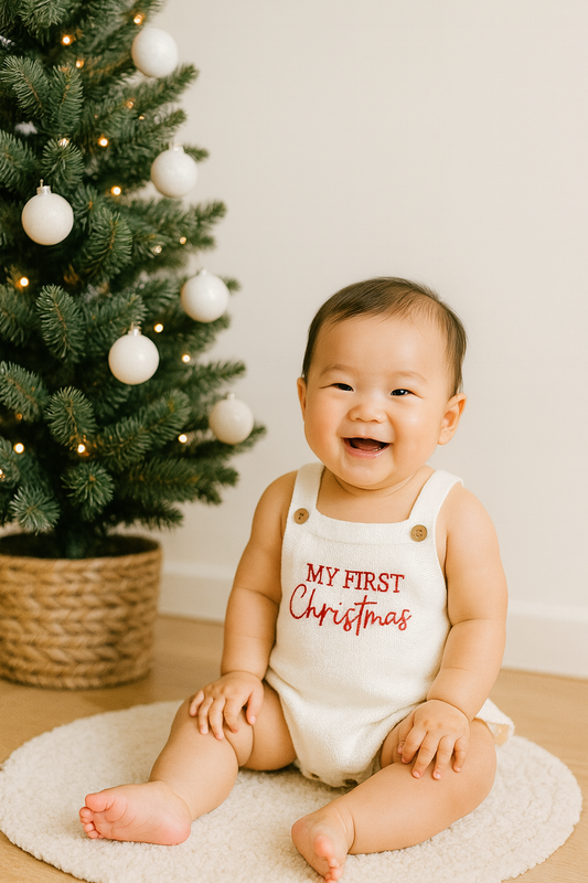 My First Christmas Knit Bubble Romper