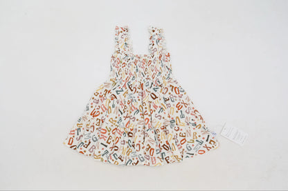 Alphabet Shirred Dress