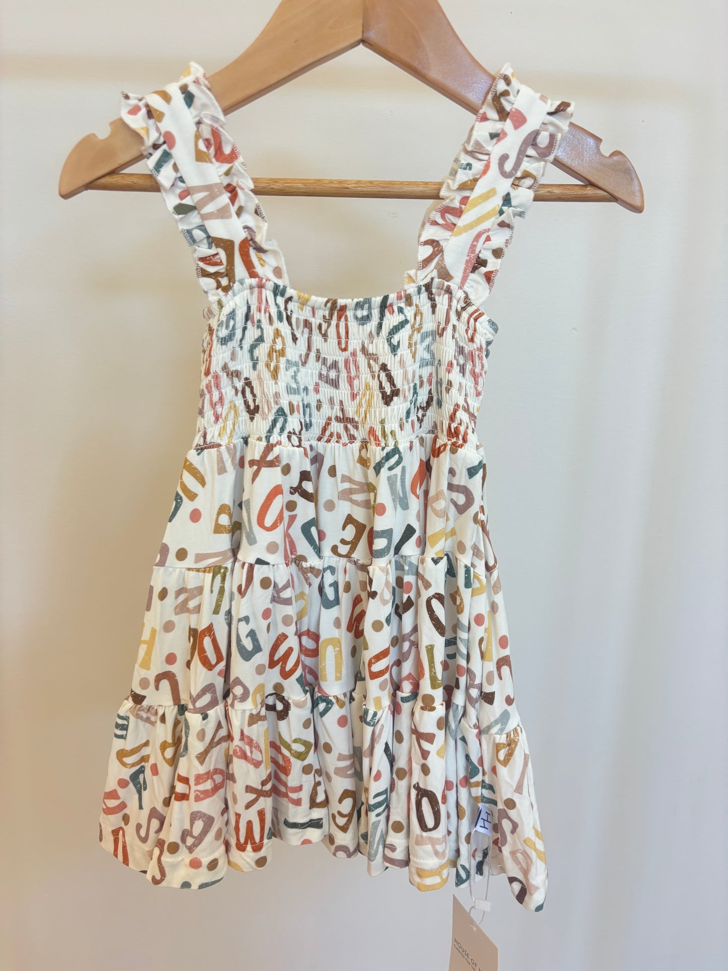 Alphabet Shirred Dress