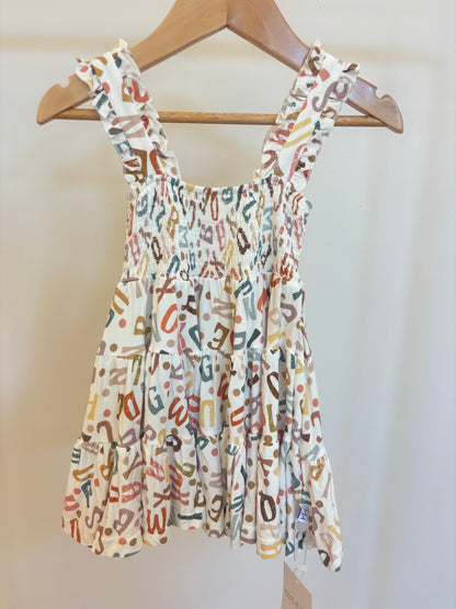 Alphabet Shirred Dress