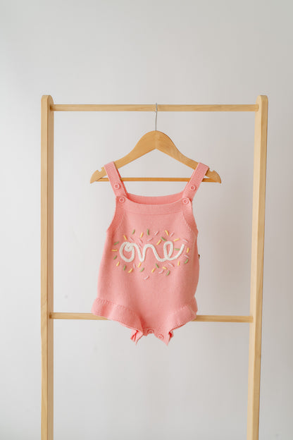 Pink Birthday ‘One’ Knit Bubble Romper