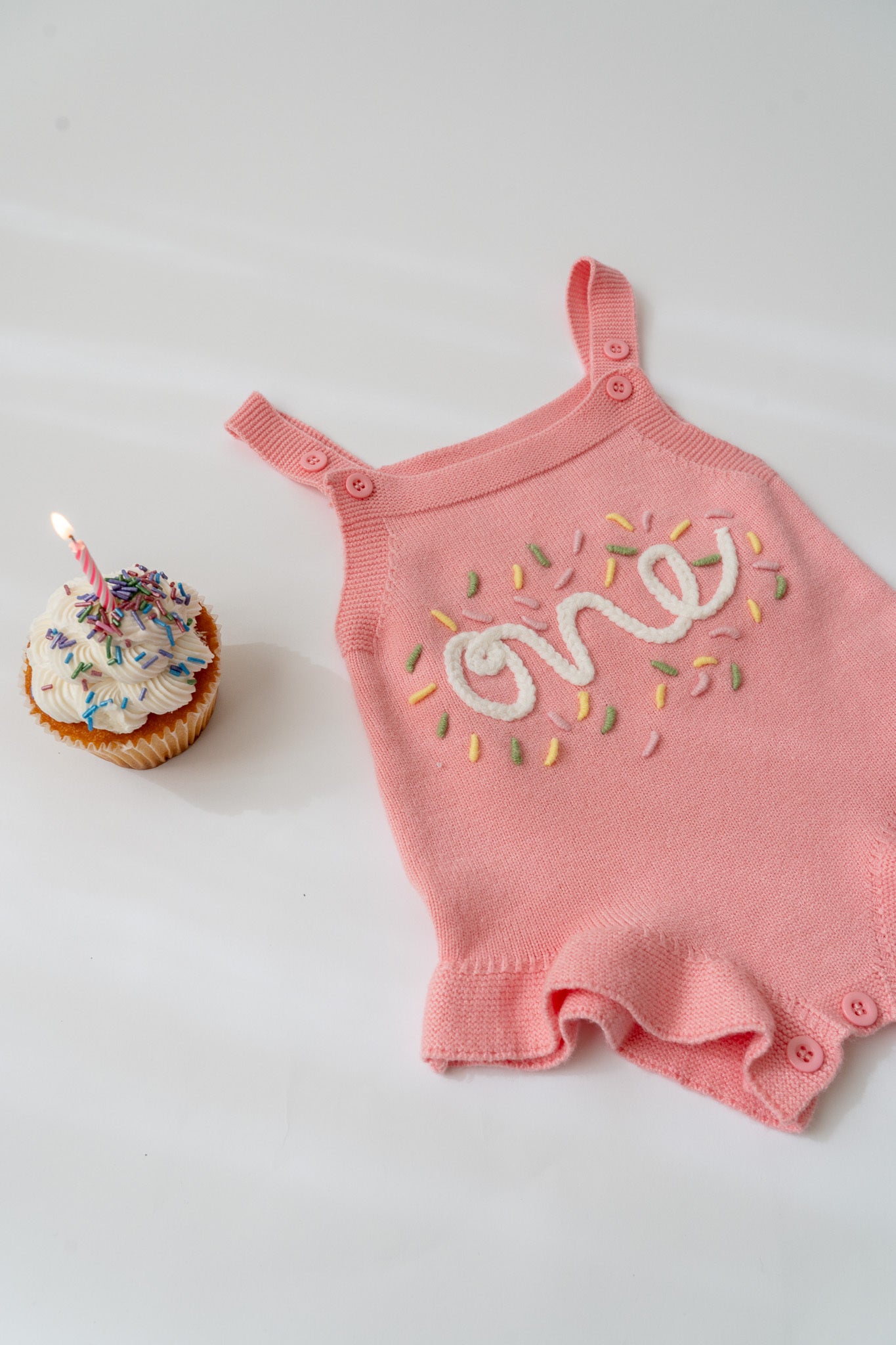 Pink Birthday ‘One’ Knit Bubble Romper