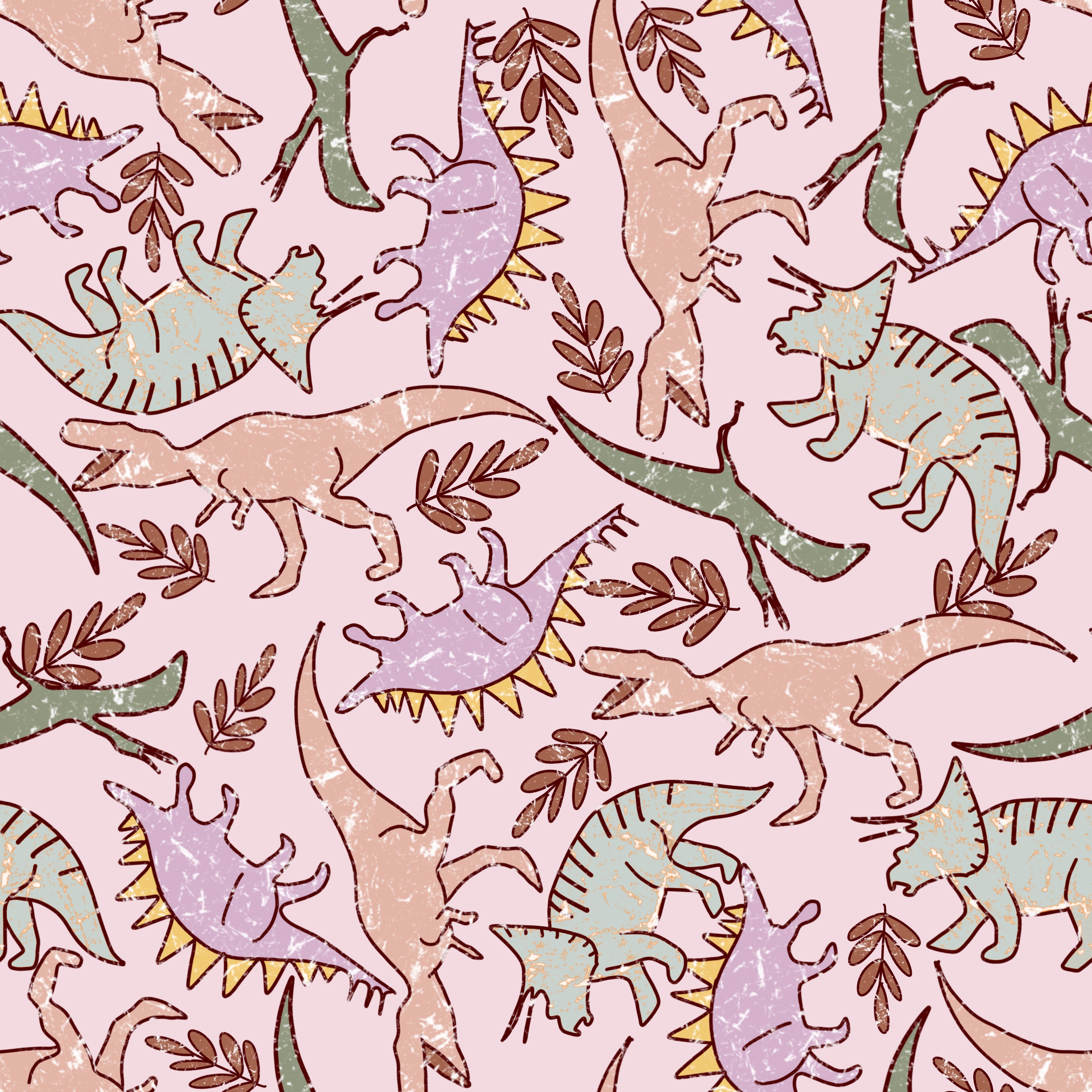 Print Swatch - Pink Dino