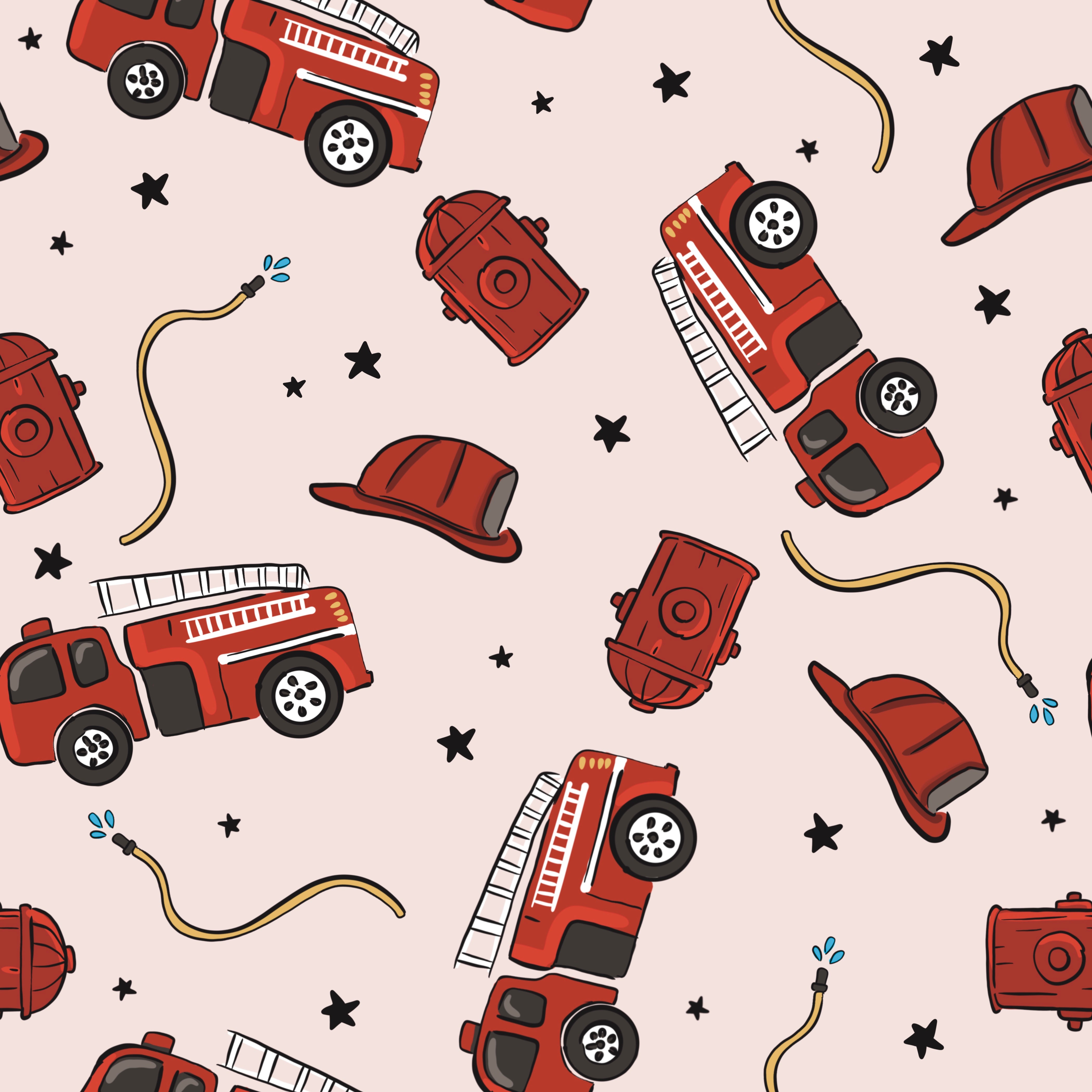 Print Swatch - Pink Fire Truck