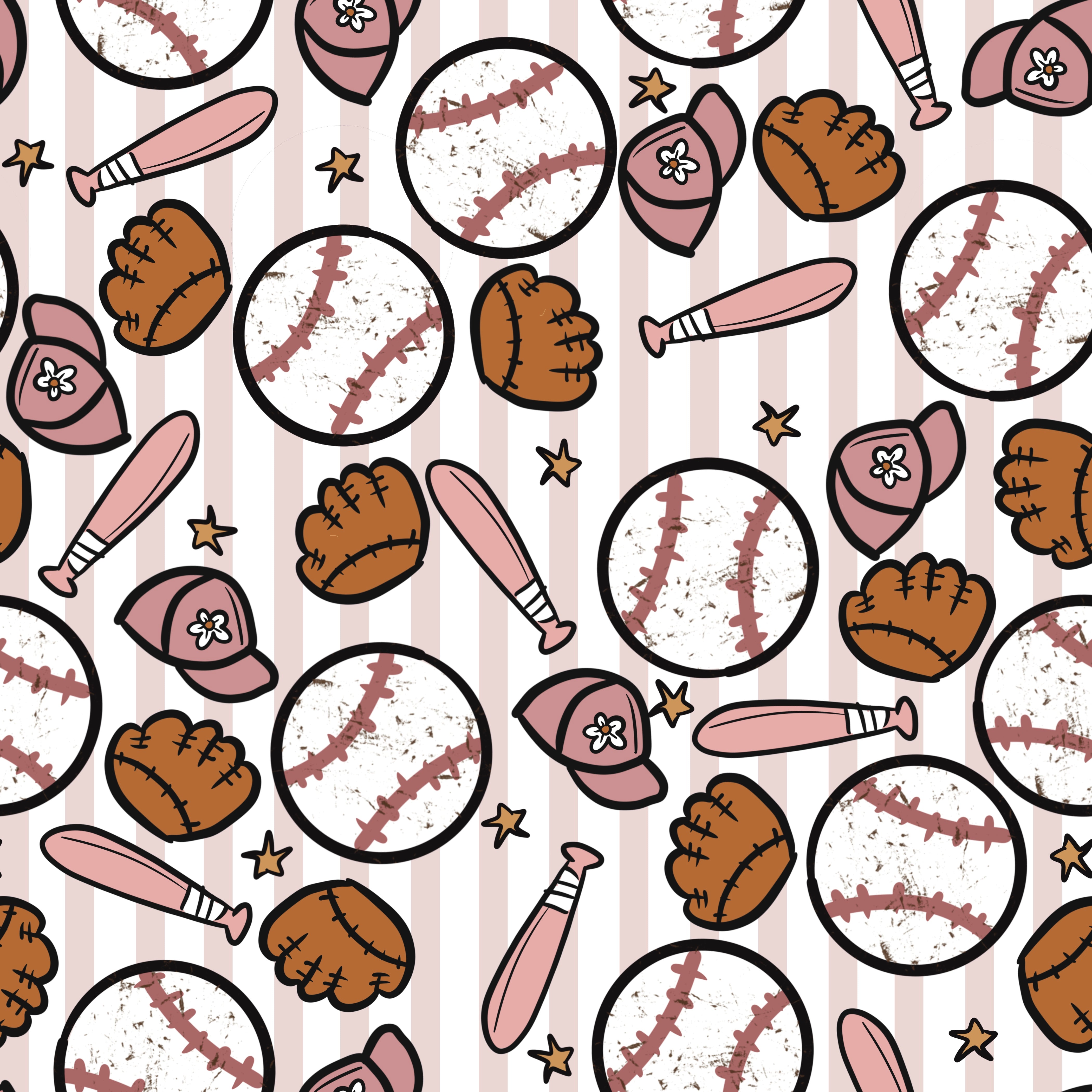 Print Swatch - Pink Baseball