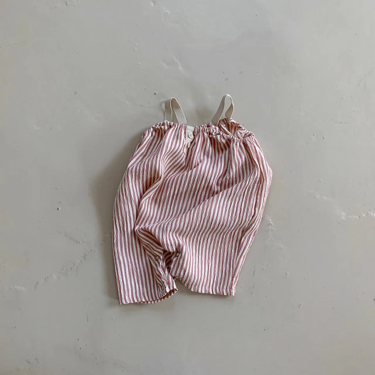 Pink Stripe Muslin Romper