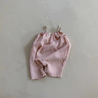 Pink Stripe Muslin Romper