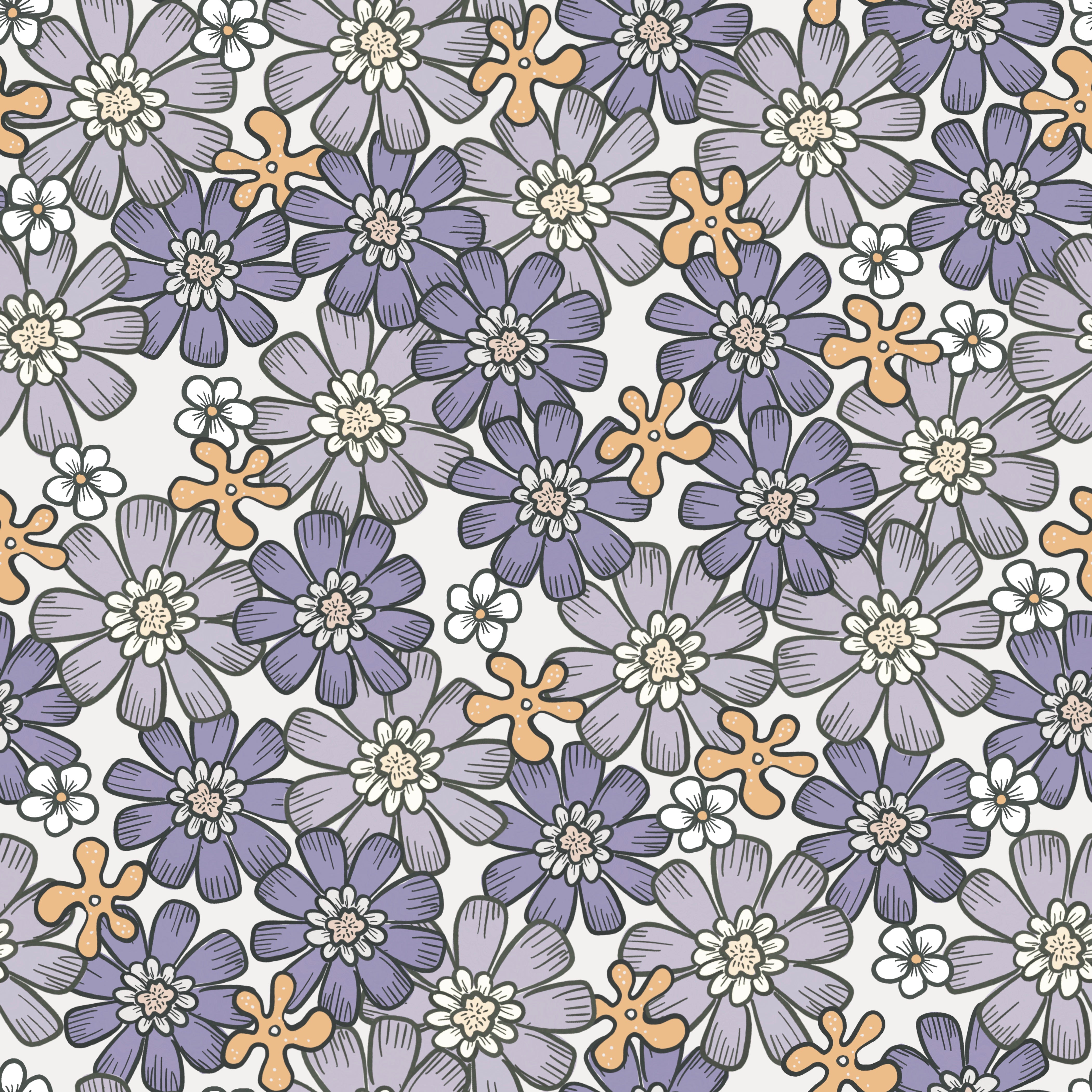 Print Swatch - Purple Flower Power