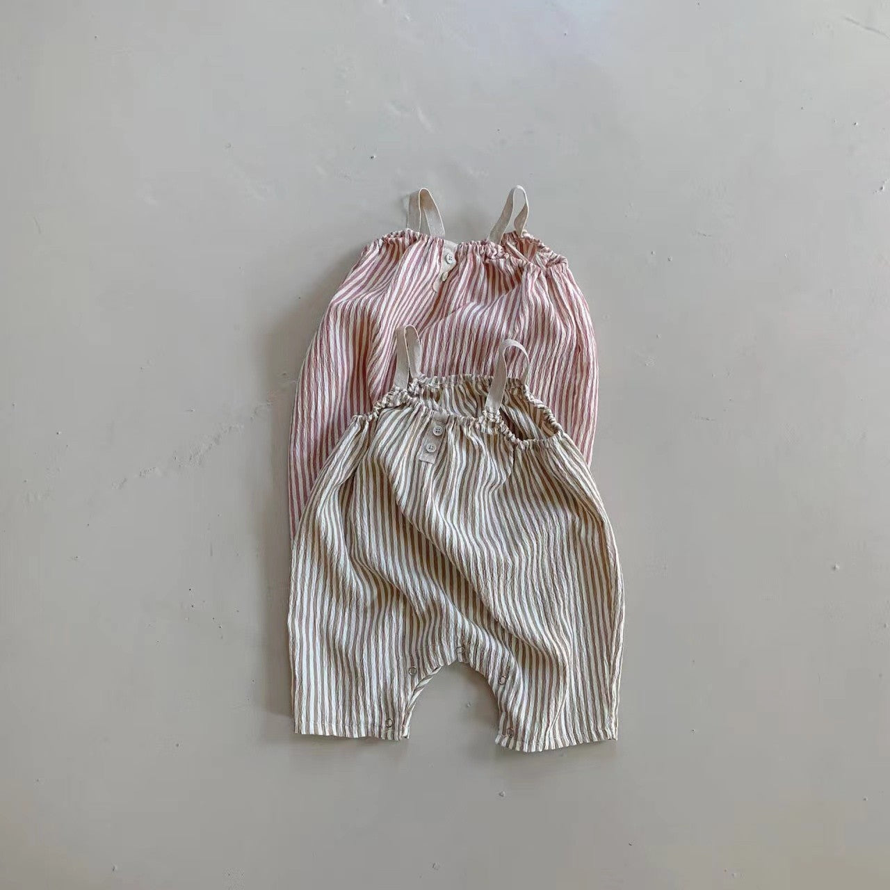 Pink Stripe Muslin Romper
