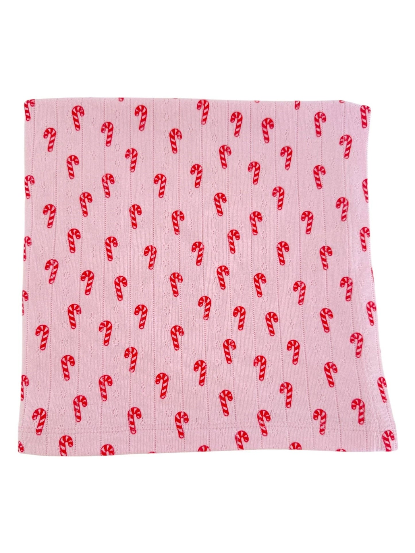 Organic Pointelle Swaddle - Pink Candy Cane