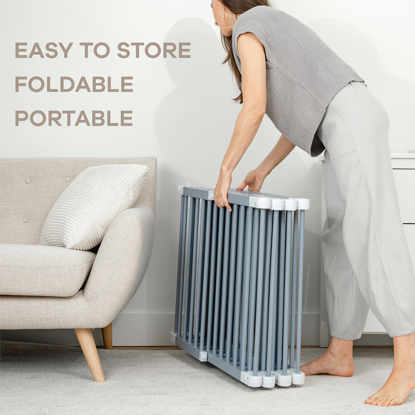 Comfy Cubs Baby Gate Playpen - Natural Pine Wooden Foldable Playpen