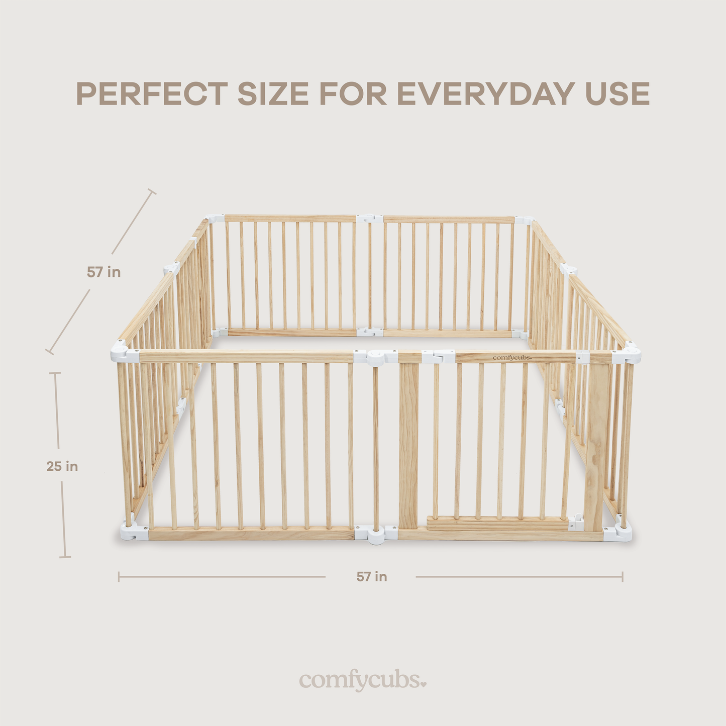 Comfy Cubs Baby Gate Playpen - Natural Pine Wooden Foldable Playpen